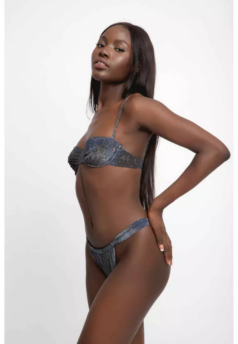 Georgia Ruched Underwire Bikini Top / Stars Aligned Shimmer