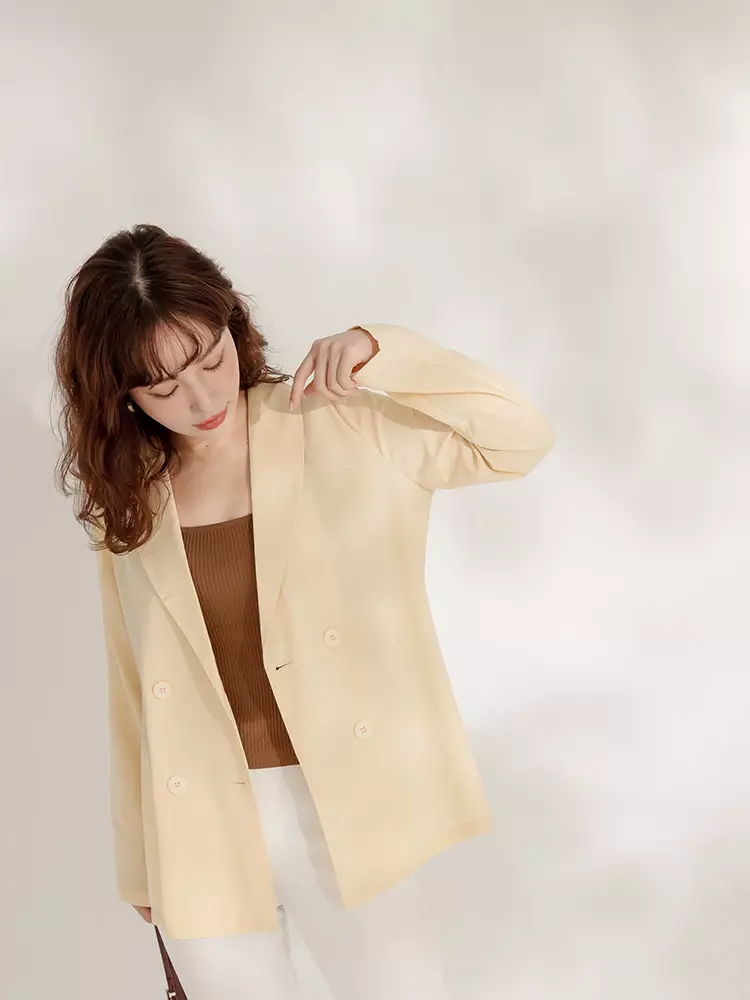 Shawl Lapel Double-Breasted Blazer [EA3618]