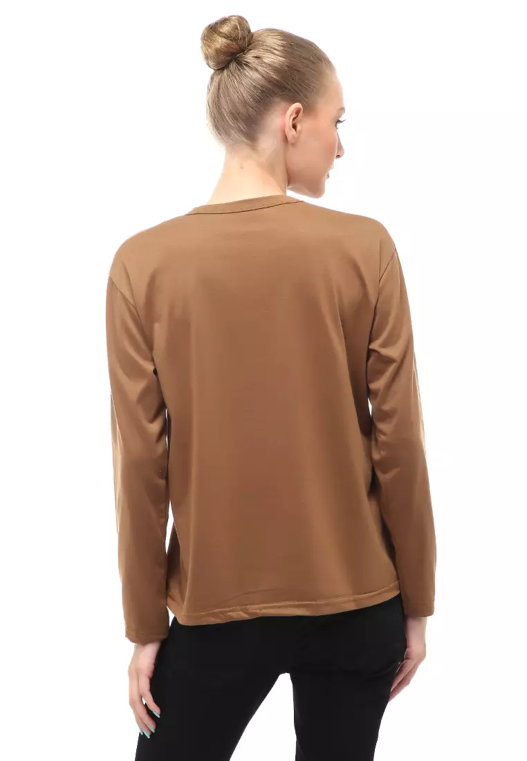 Dreama Kaos Oversized Long Sleeves Atasan Wanita Relaxed Fit - Mopan Triple Daisy