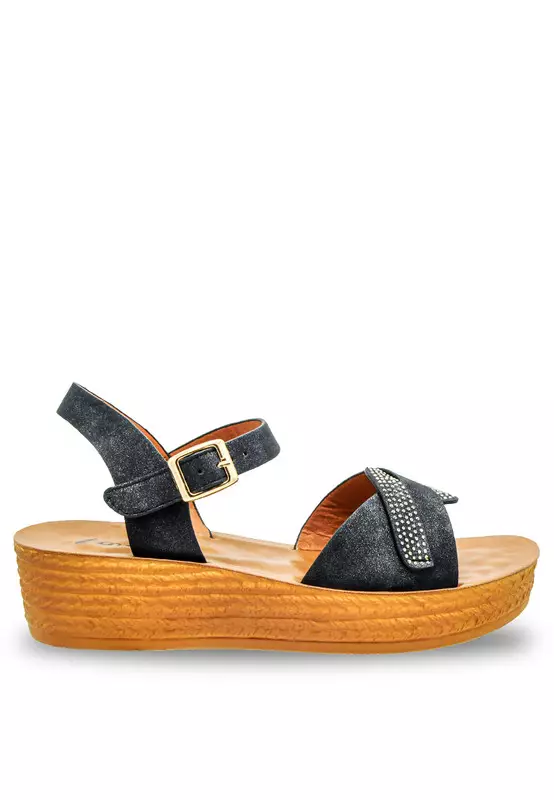 Sling Back Faux Leather Strap Casual Sandals