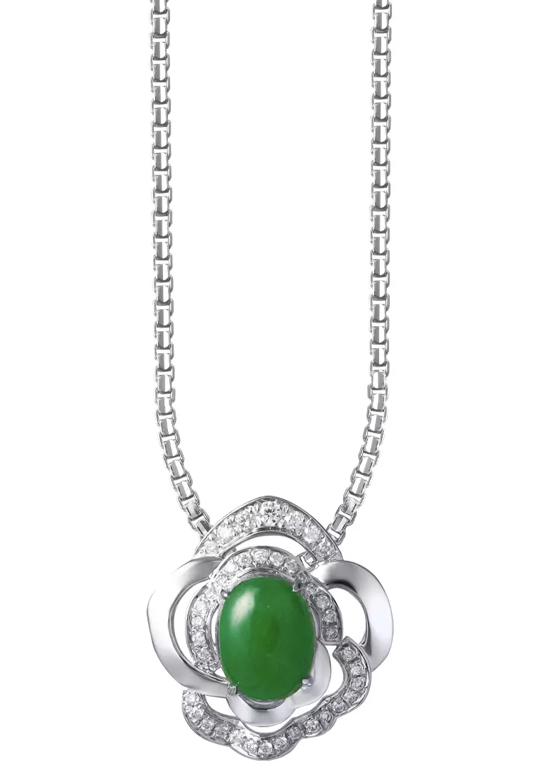 TOMEI Jade Pendant, White Gold 750