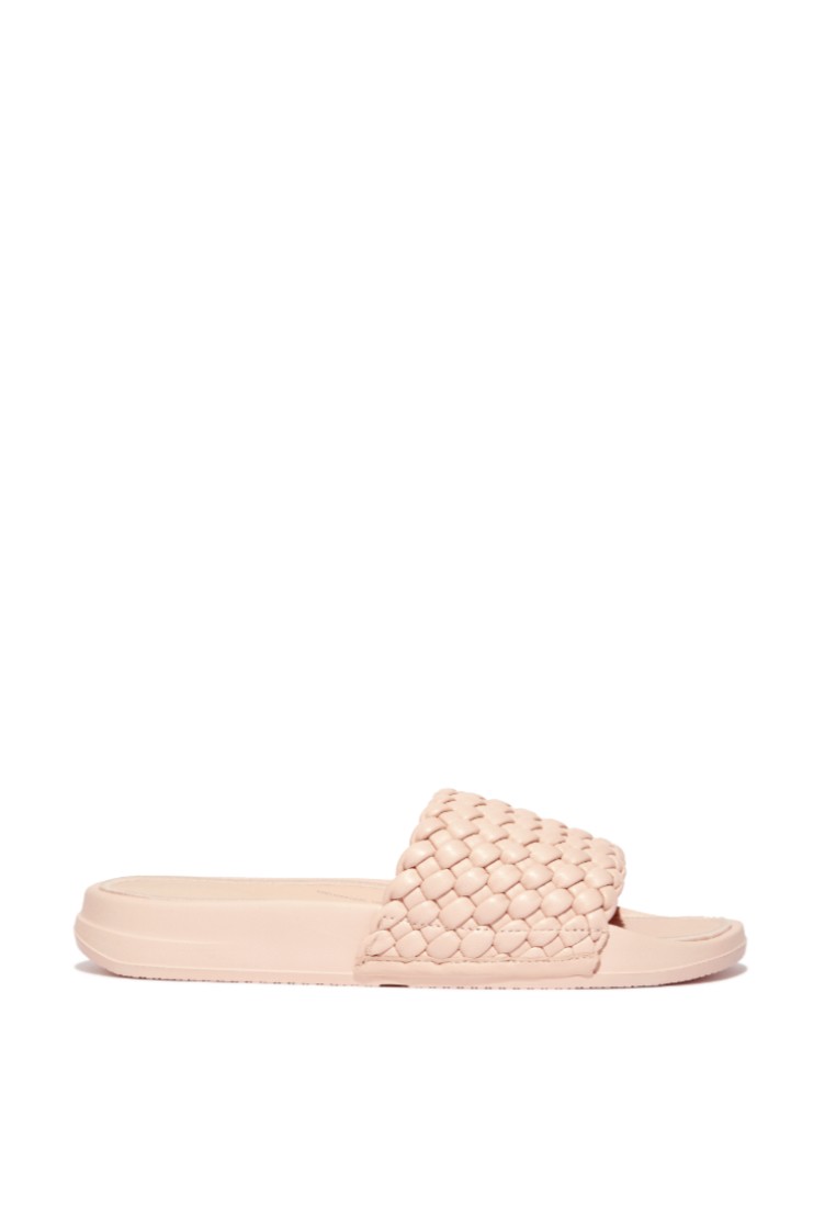 FitFlop iQUSHION Women's Woven-Leather Slides - Rose Foam (FW9-A41)