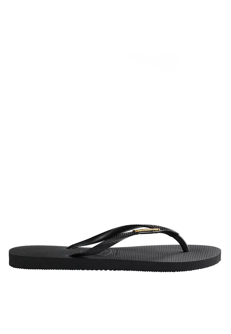 Black slim havaianas with gold logo online