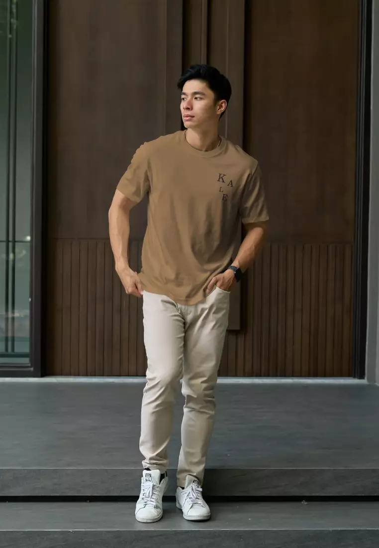 Kale Kai Brown / Cotton Cloudy / Kaos Boxy Fit / Kaos Korea / Atasan Kaos Pria / Kaos Basic Pria