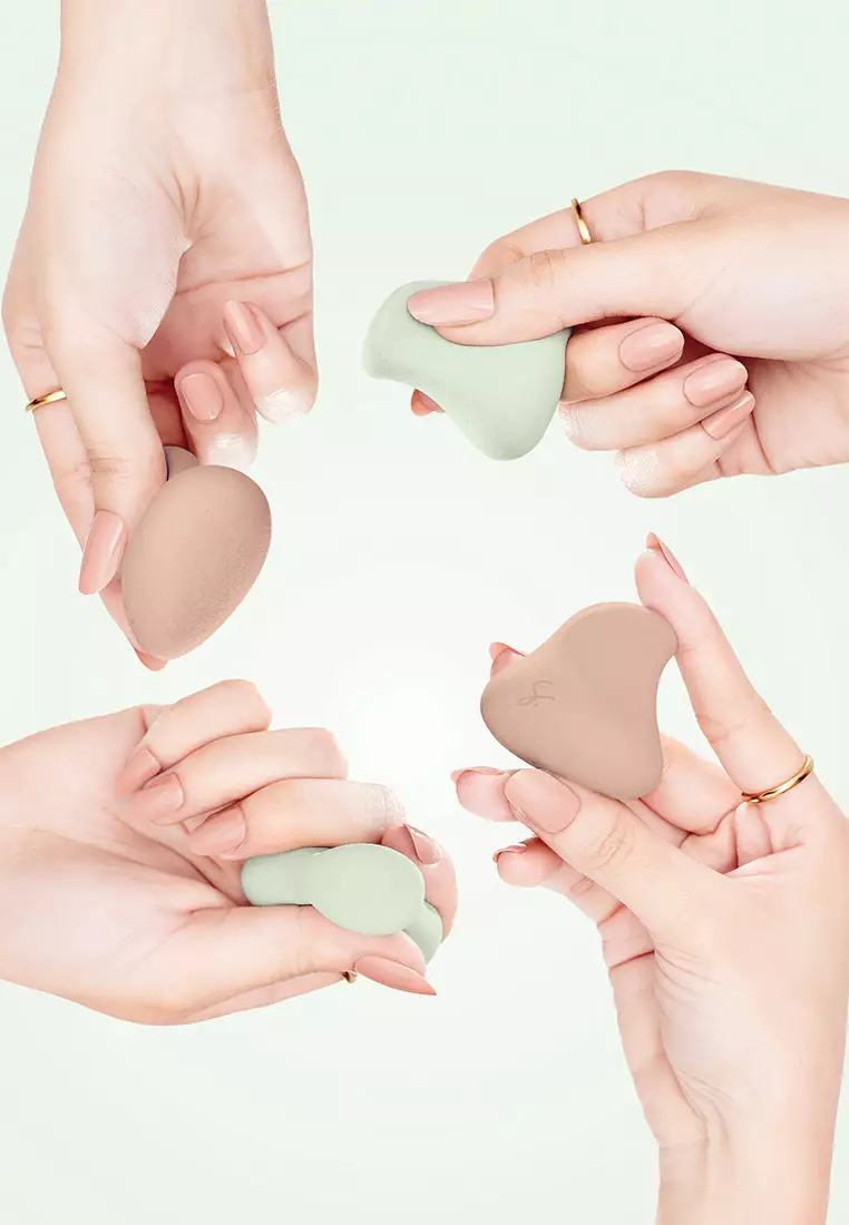 Complexion Pro Beauty Sponge in Sage Set of 4 [Ergonomically-Shaped Makeup Sponge]