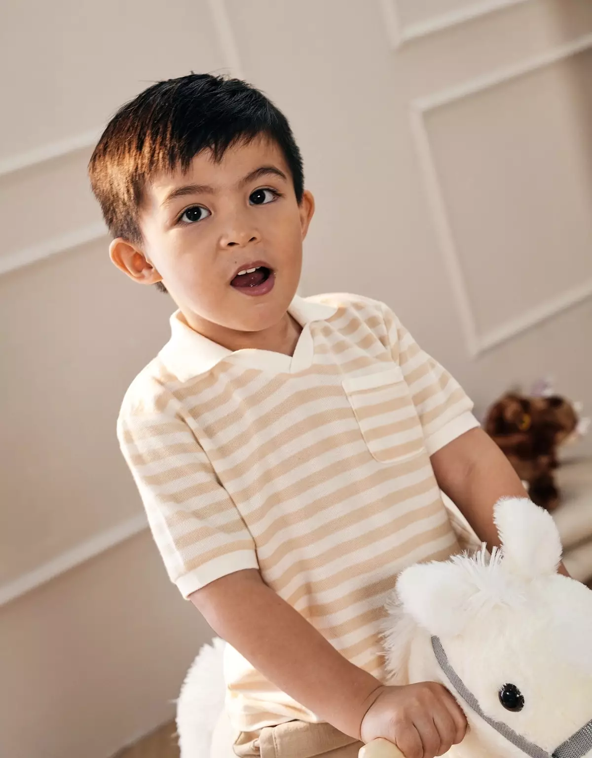 Gingersnaps Dapper Day Out Polo Eggnog - Kaos Anak Laki-Laki (Krem)