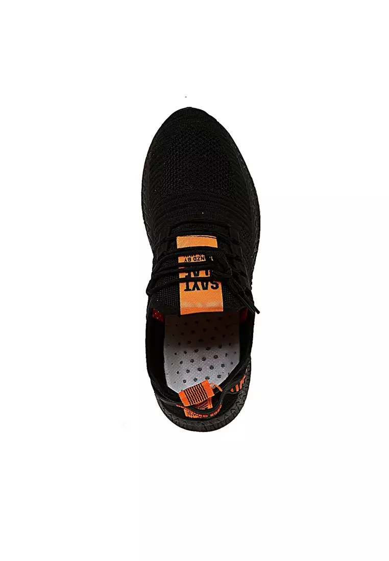Chayton Sepatu Olahraga Pria Kasual Running Sport Material Flyknit Mesh ORIGINAL - Black Orange