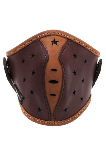 Hamlin multi Vente Masker Buff Breathable Stars Motive Headloop Mask Material Genuine Leather ORIGINAL - Choco Brown FFB23ESB502A6AGS_1