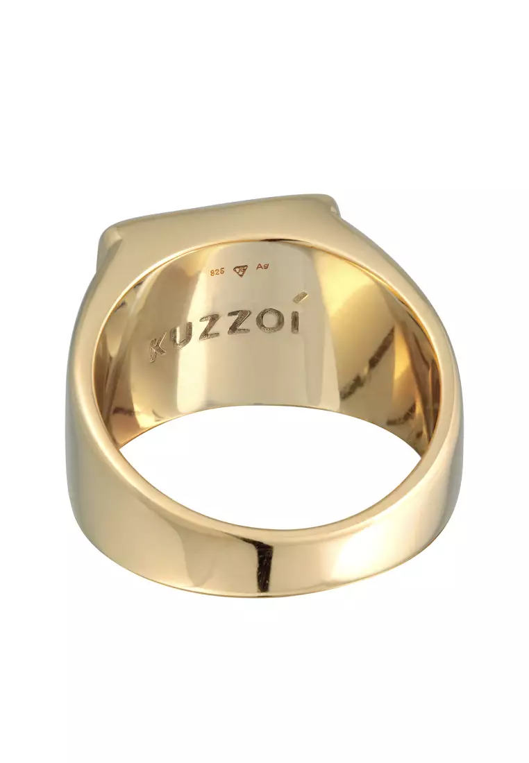 Ring Men Signet Anchor Oxidized Gold Plated