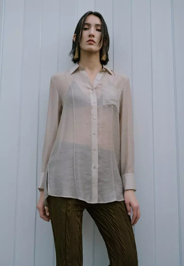 Sheer button down shirt on sale