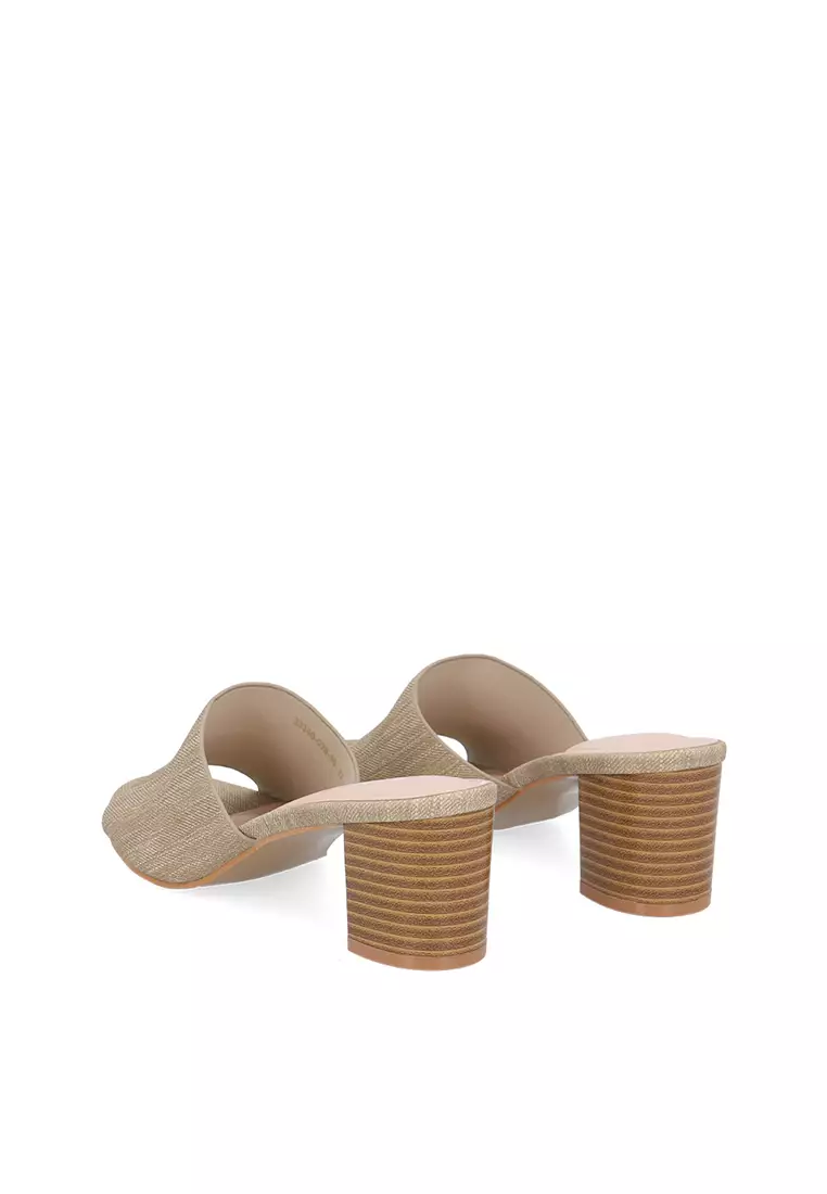 Khaki CR Mirel Textured Block Heels