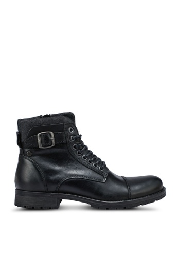 Jack & Jones black Albany Leather Anthracite Boots 13BEDSHD2E0553GS_1