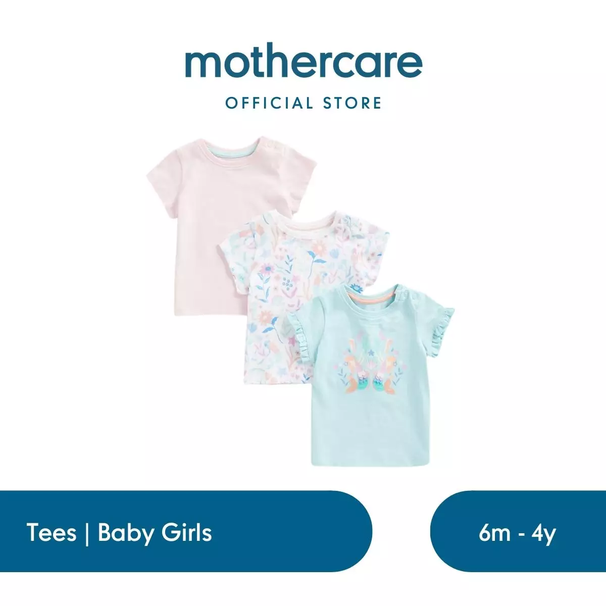 Mothercare Ocean T-Shirts 3 Pk - Kaos Bayi Perempuan (Biru)