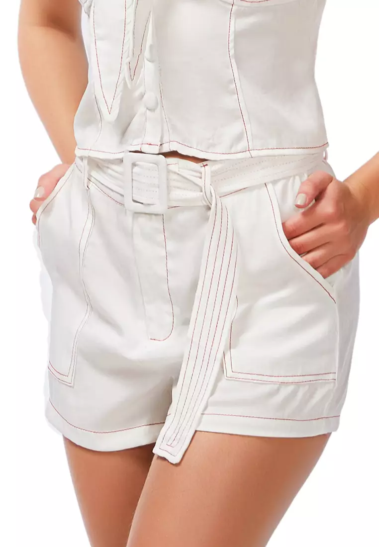 White high waisted dress shorts discount