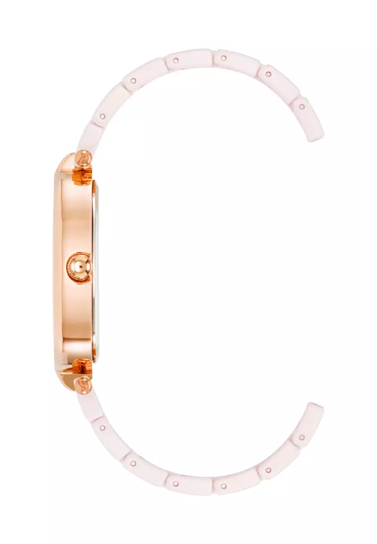 Anne Klein  AK5012RGBH0000 Rose Gold Tone Oval Watch with Blush Dial and Premium Crystals On The Bezel