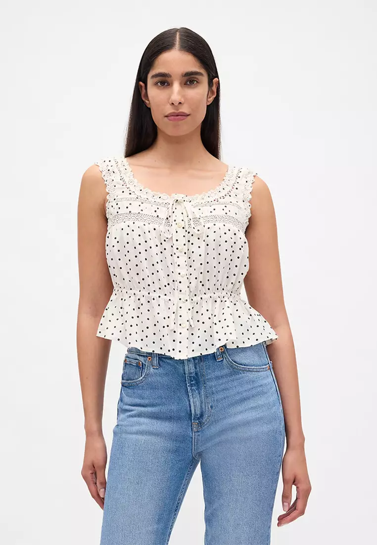 Lace-Trim Peplum Top