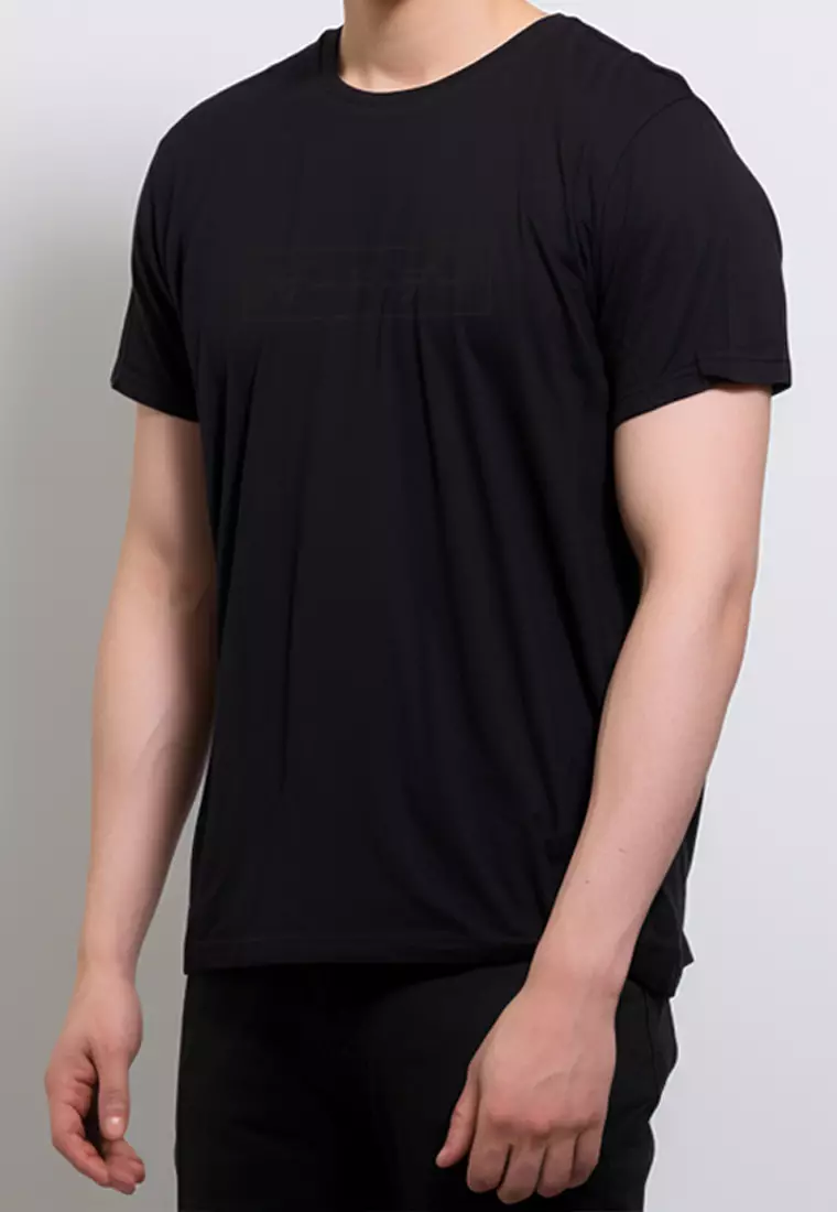 MTI13 Kaos Simple Jepang Pria Tangan Pendek Katakana Black On Black Hitam