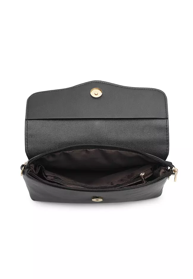 Faux Leather Sling Bag / Crossbody Bag - Black