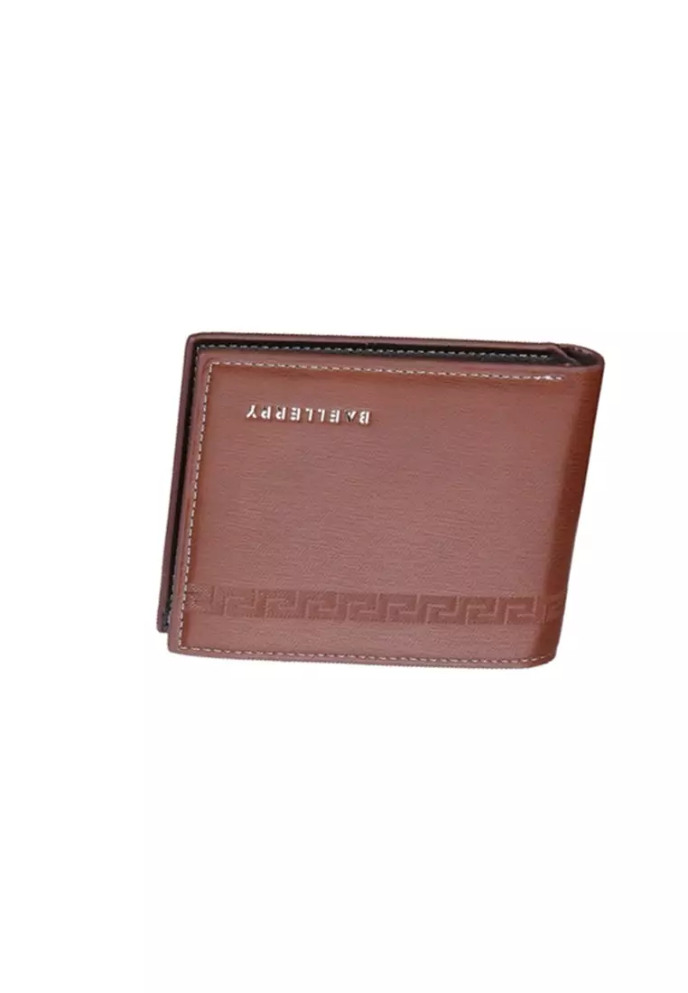 Dompet Pria Model Pendek Motif Garis Bahan Kulit PU