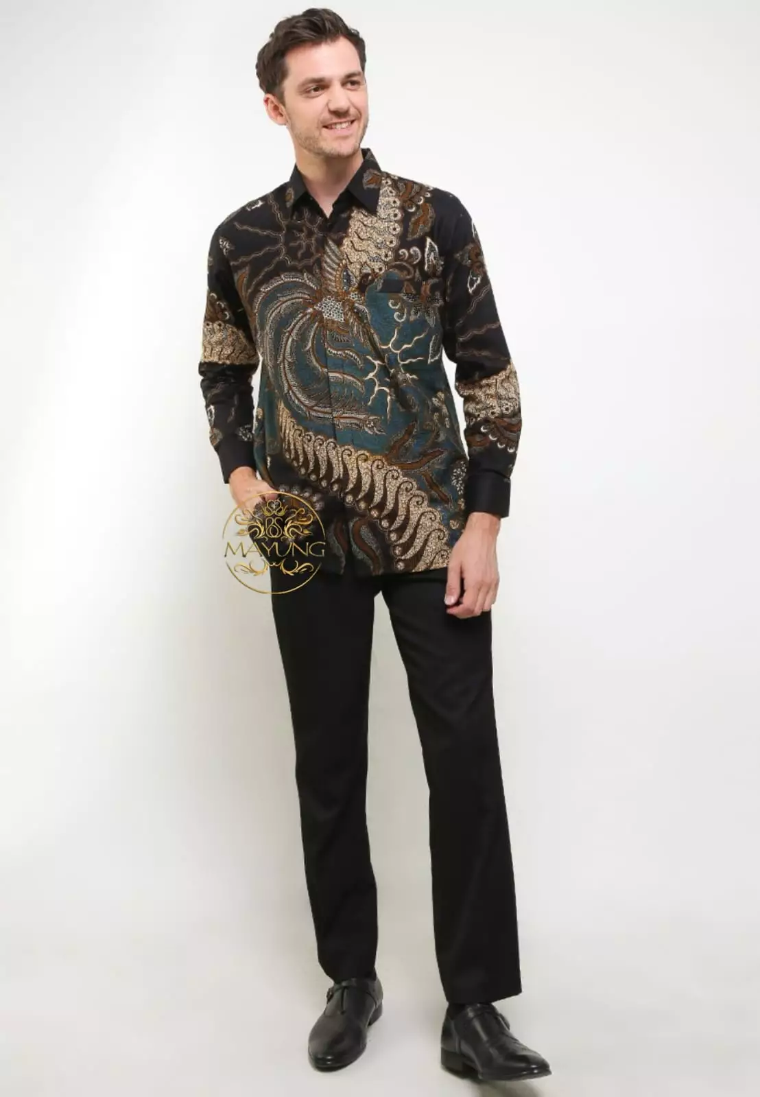 Eka Cendrawasih Blu Kemeja Batik Pria Premium Slimfit Modern Lengan Panjang