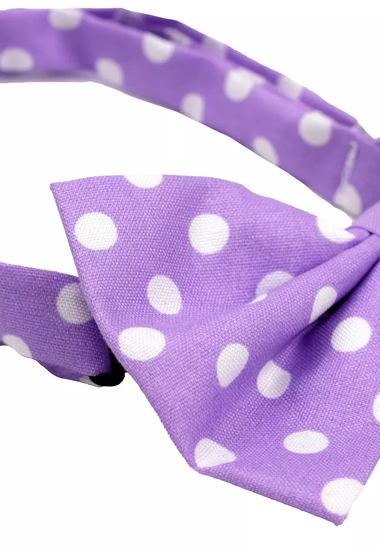 Houseofcuff Dasi Kupu Bowtie Pocket Square Saputangan Lilac Polka A39