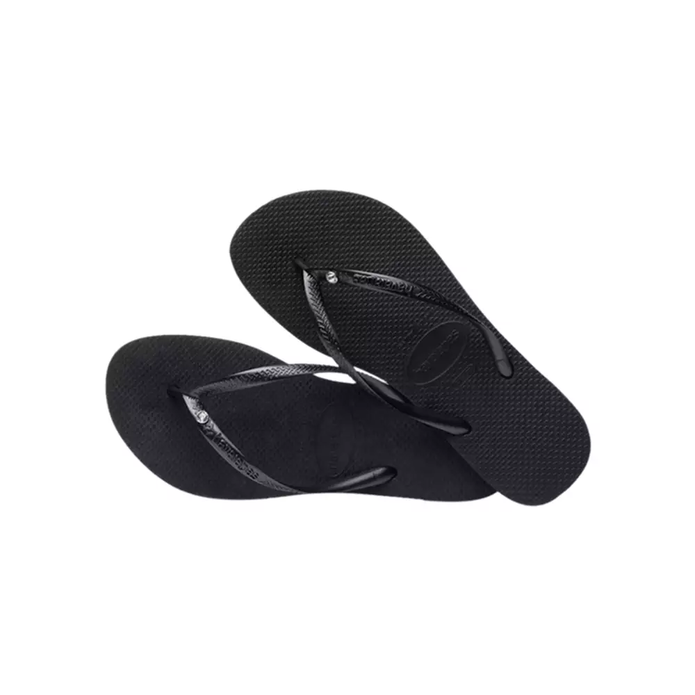Havaianas Woman Slim Crystal Sw II 0090-Black - Sandal Wanita (Hitam)