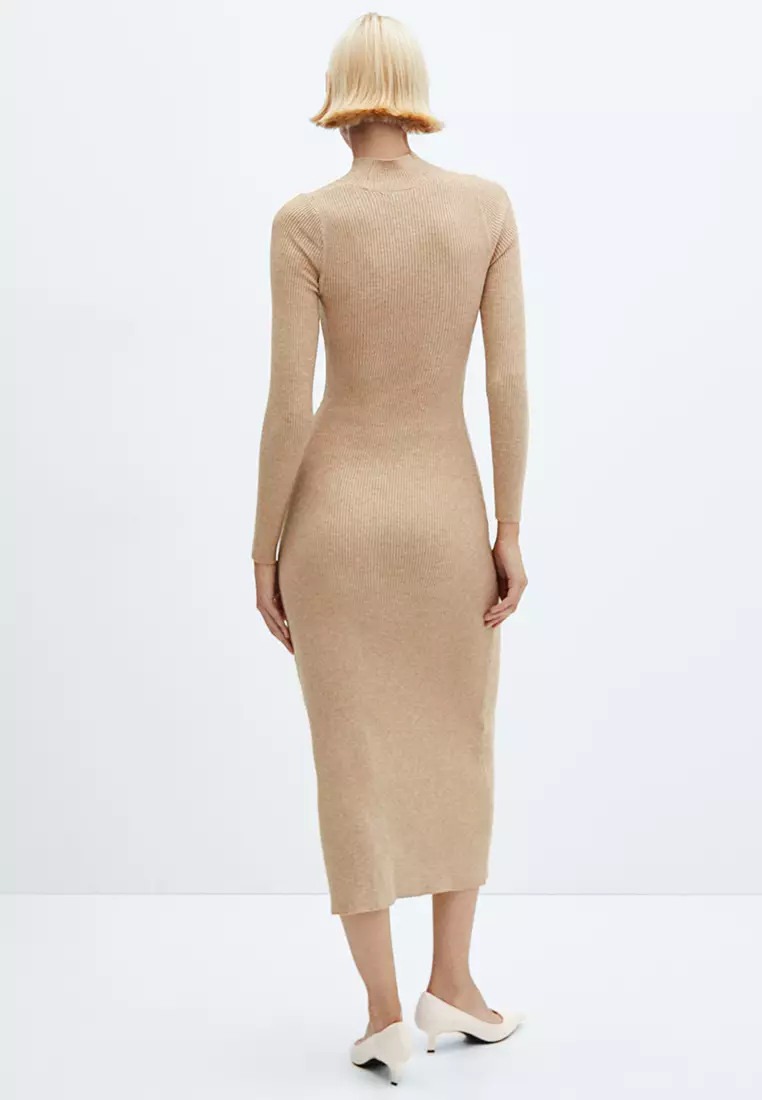Mango ribbed long dress clearance