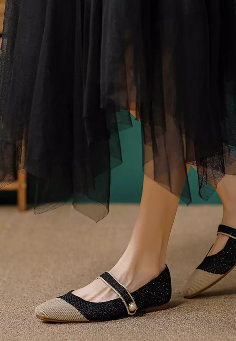 Pearl Strap Flyknit Mary Jane Shoes QC333