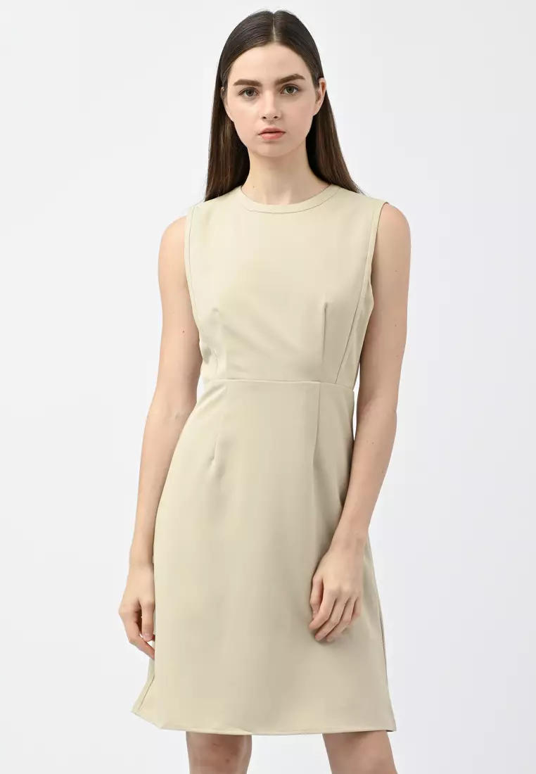 beige work dress Beige Button Front Tiered Maxi Dress - All Dresses