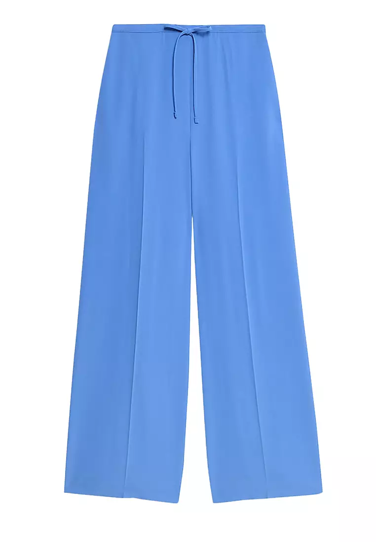 Crepe Elasticated Waist Wide Leg Trousers