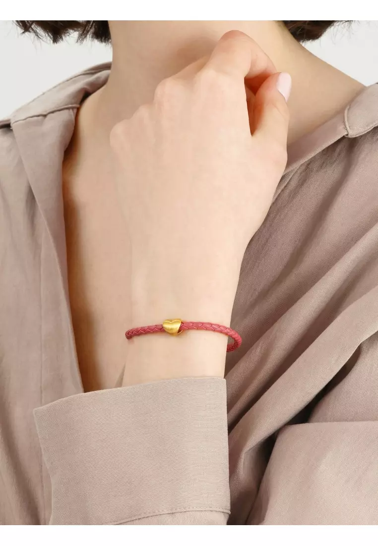 999 24K Solid Gold Love Heart Shaped Charm 81322C (Bracelet not included)