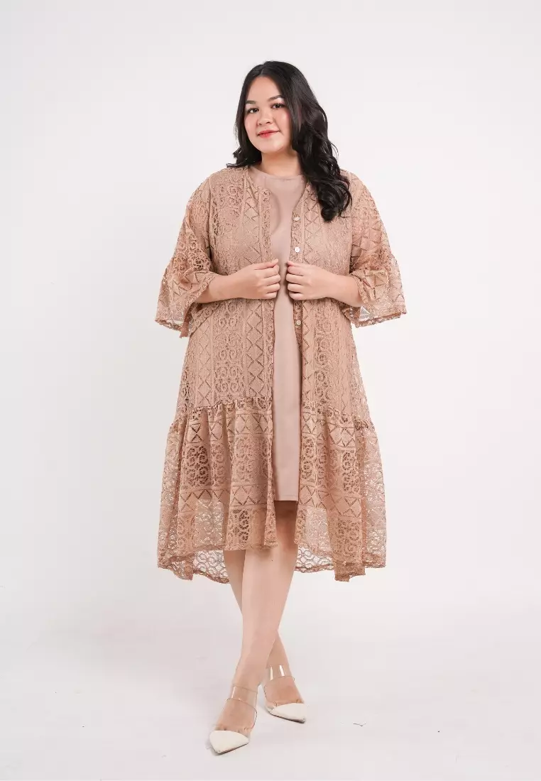 Plus Size Party Dress Aveline Gold