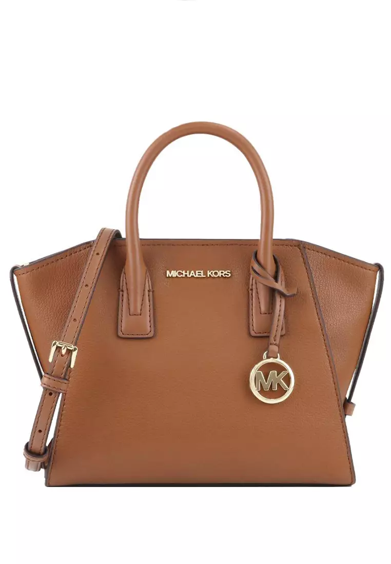 Avril Small Leather Top Zip Satchel - Brown