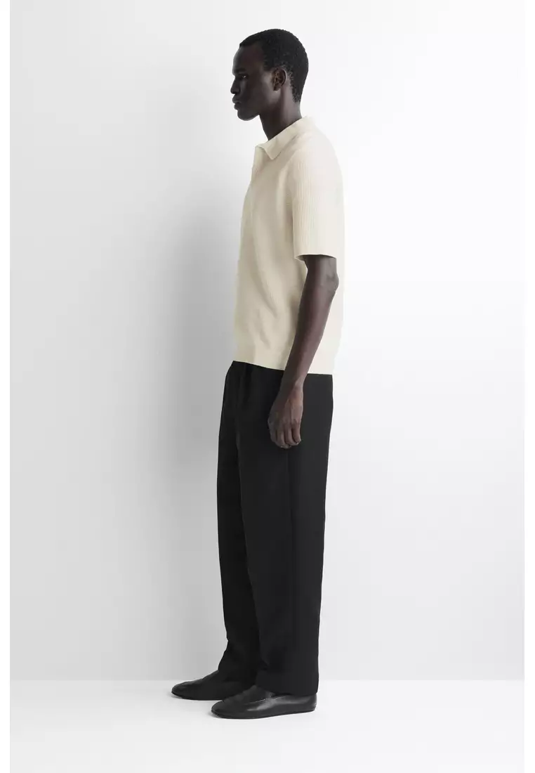 WAFFLE-KNIT COTTON POLO SHIRT