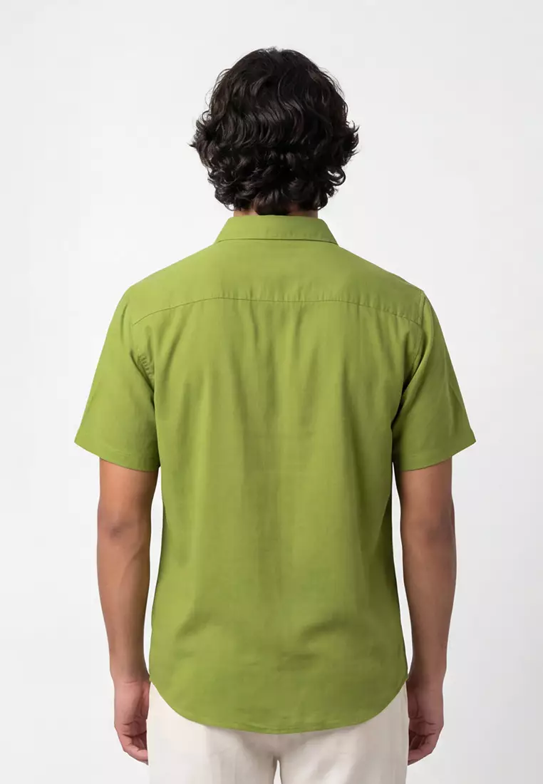 Viscose Olive Green Casual Shirt SS