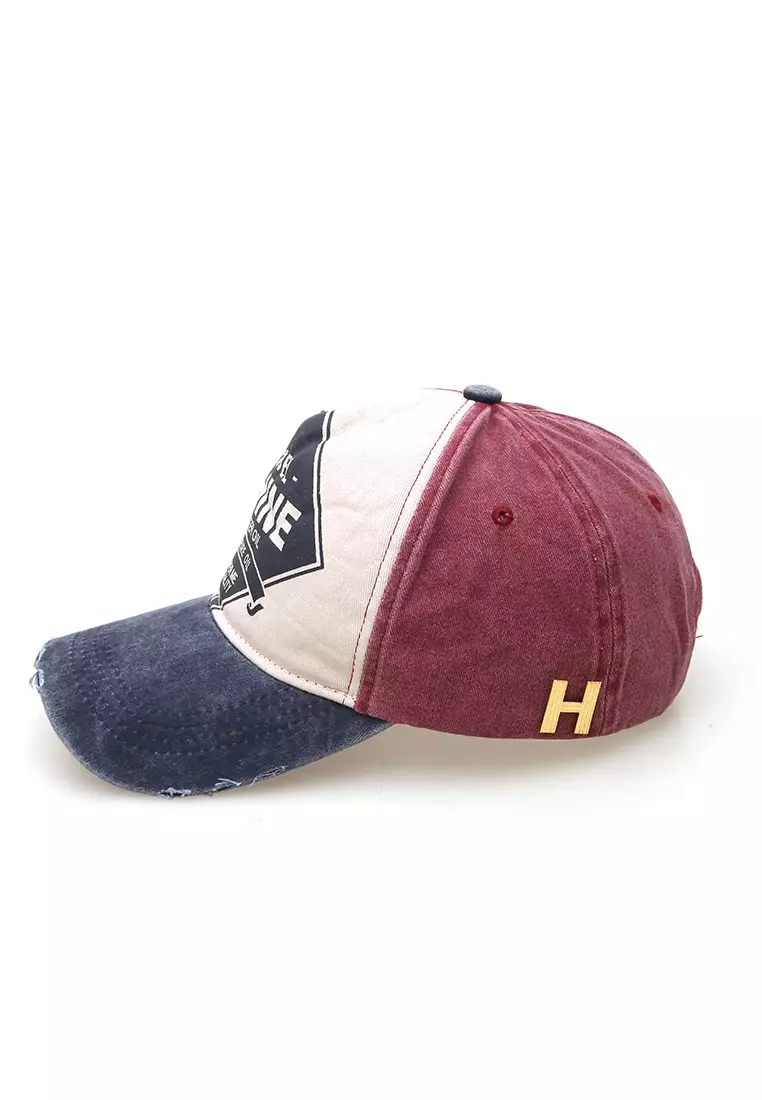 Jahari Topi Baseball Pria Wanita Vintage Design Resizable Strap Casual Cap Material Cotton ORIGINAL - Maroon Navy