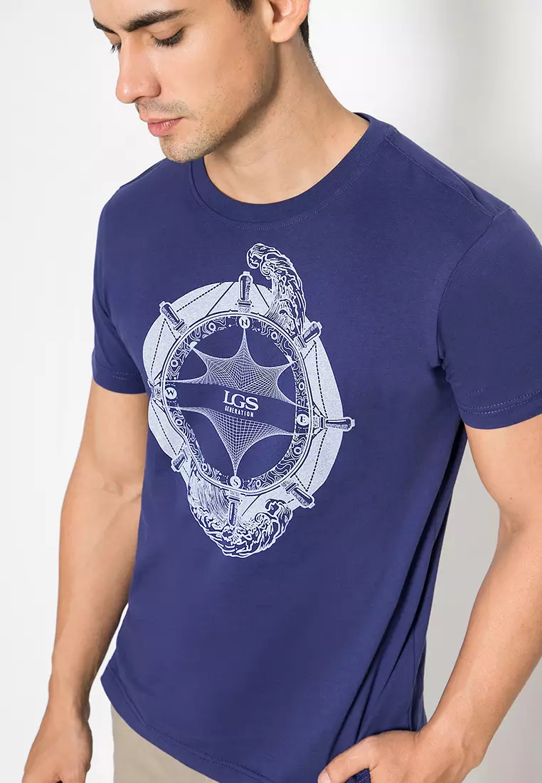 LGS - Kaos Youth Casual - Sablon - Navy - Slim Fit - GTS.878.P154.01.C