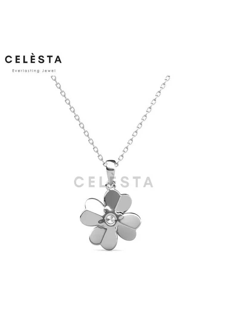 Berlian Moissanite Mon Clover Pendant [GRA CERTIFICATE MOISSANITE DIAMOND] - Kalung Moissanite Diamond 0,5 CT 925 Silver Celesta by Her Jewellery