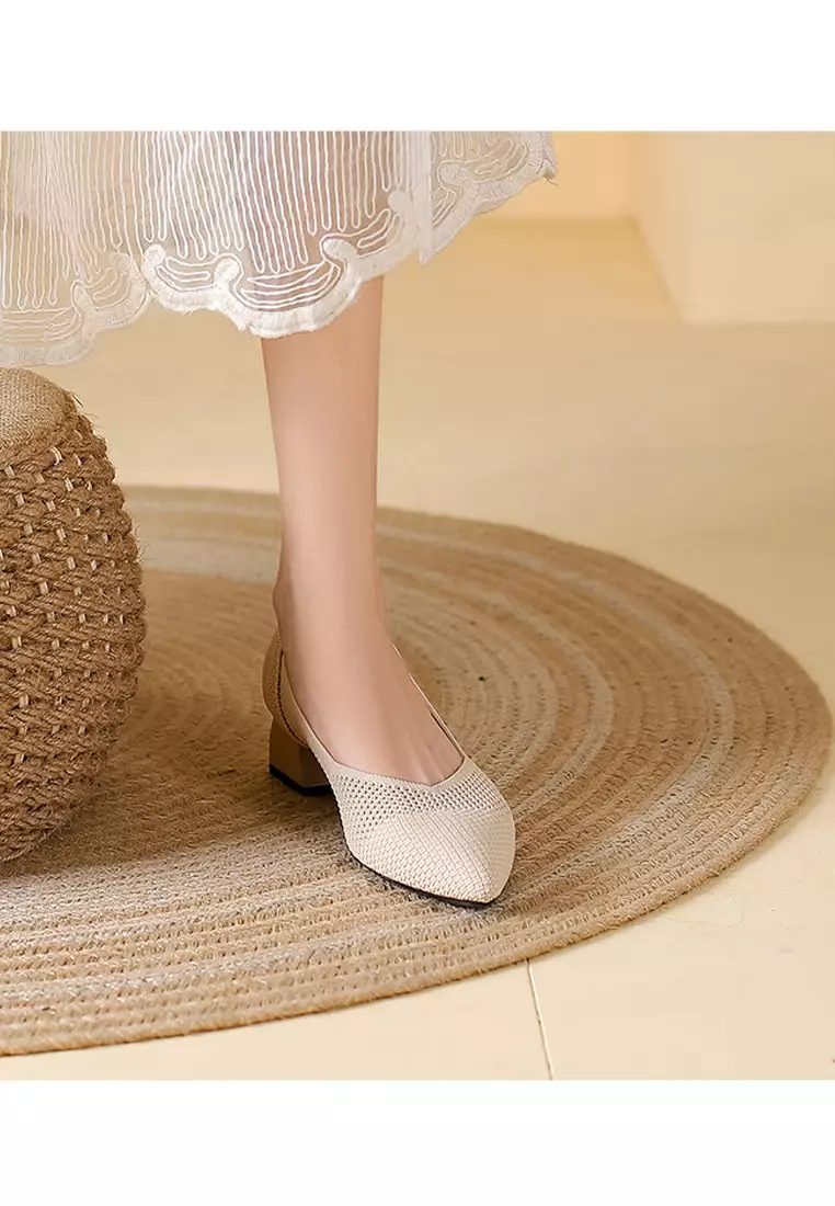 4CM Pointy Hollowed Flyknit Pumps XSN6818