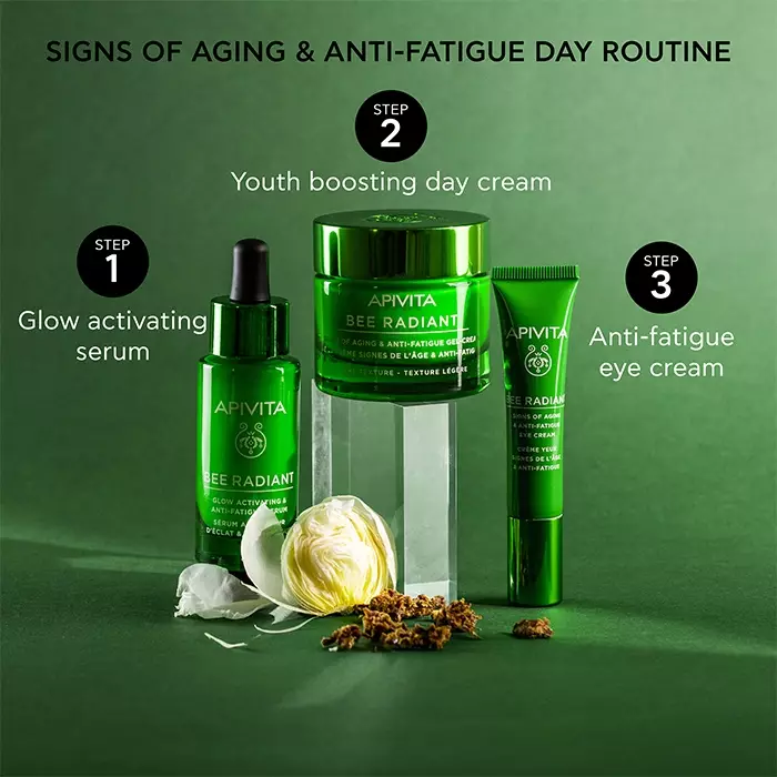 Apivita Bee Radiant Signs Of Aging & Anti-Fatigue Gel-Cream | Light Texture 50 ml - Krim Moisturizer Wajah untuk Early Anti Aging untuk Wajah Glowing Alami
