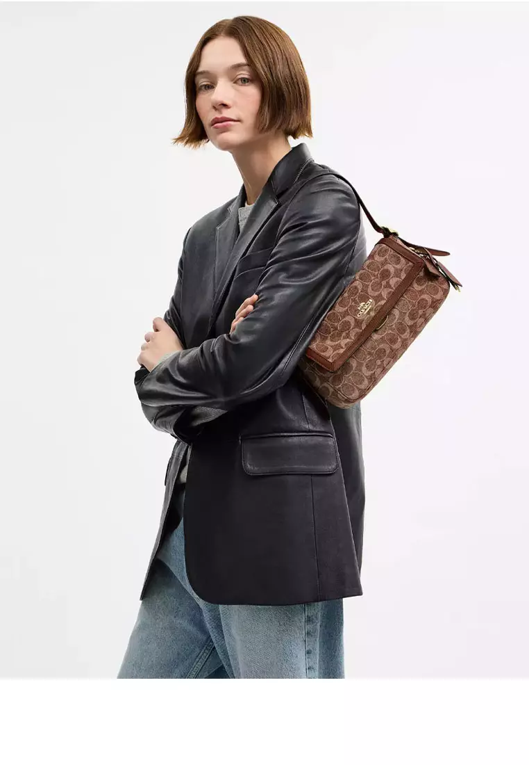 Etta Small Flap Shoulder Bag In Signature Chenille