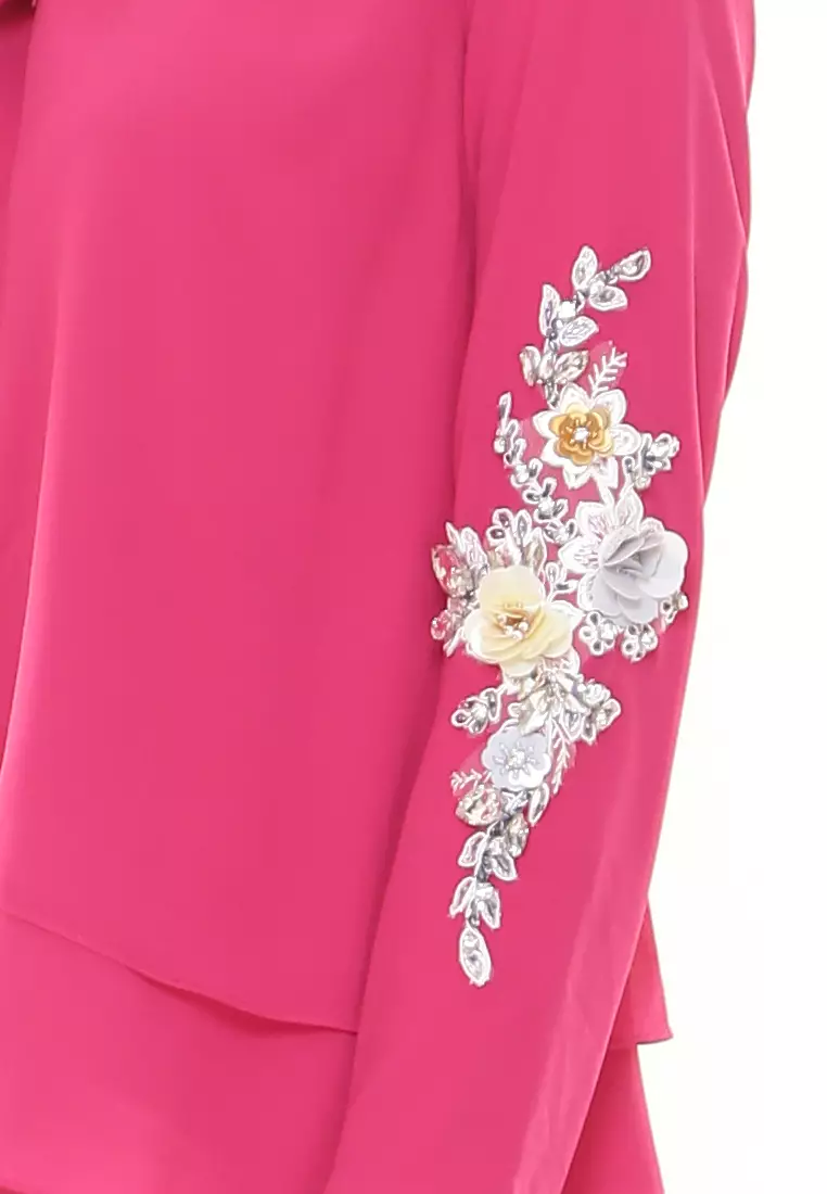 Gloria Kurung Kedah Modern in Fuchsia Pink