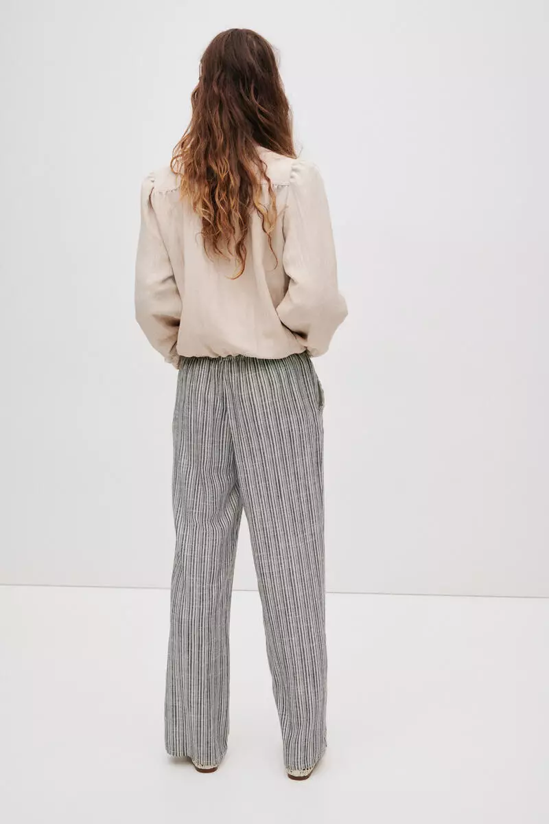 Linen-blend drawstring trousers