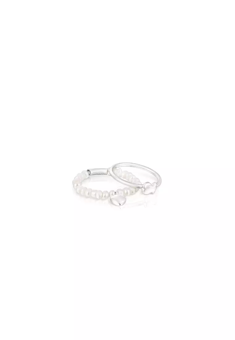 Buy TOUS TOUS Mini Icons Silver Heart and Bear Ring Set with Cultured Pearls  Online | ZALORA Malaysia
