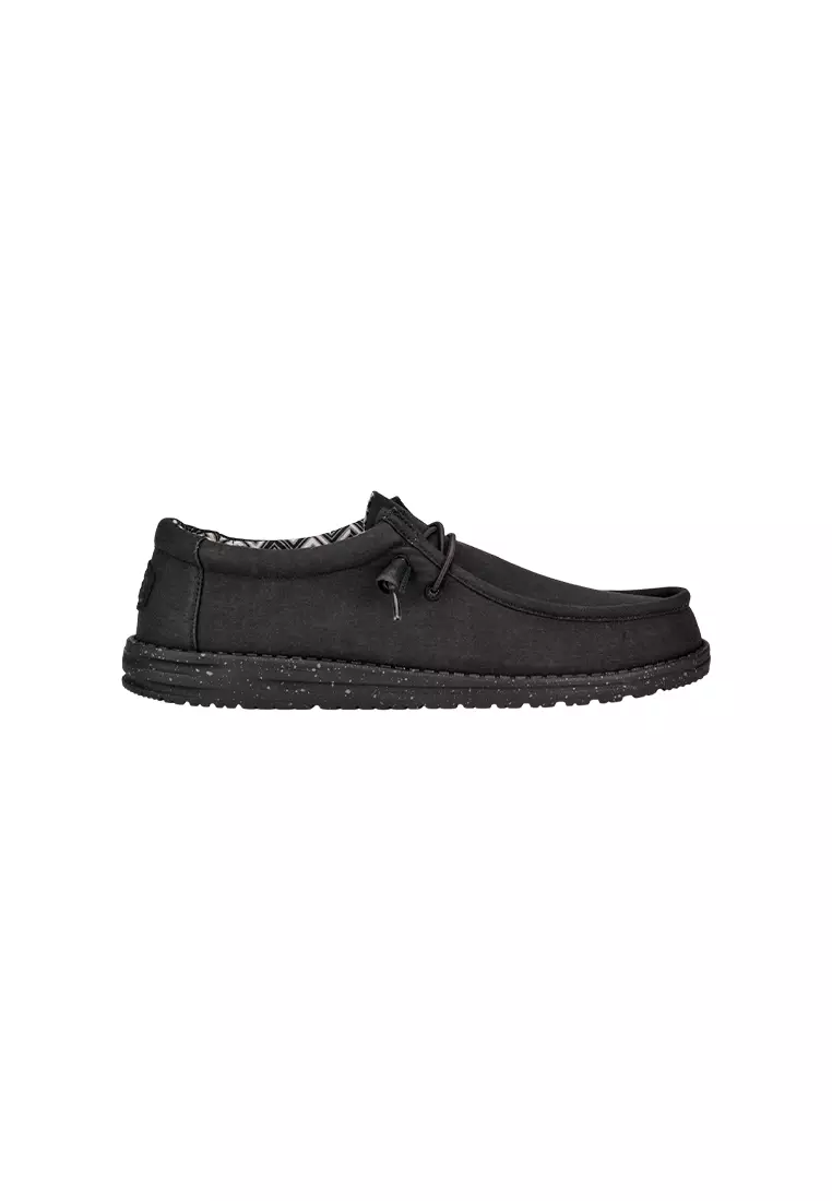 Discount on HeyDude  shoes - SKU: Men's Wally Stretch Canvas in Black/Black