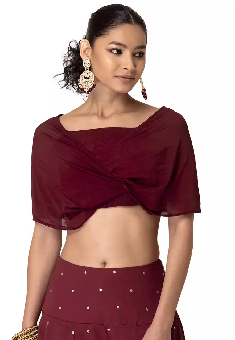 Maroon Drop Shoulder Crop Top