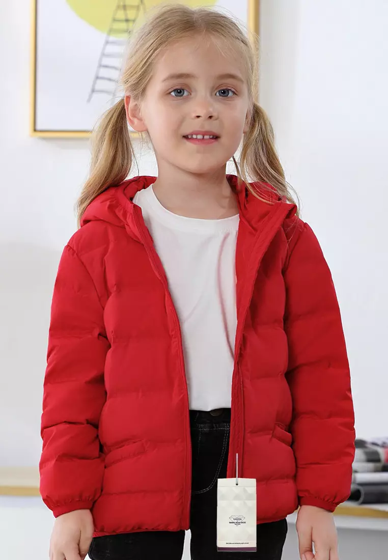 Girls red puffer on sale coat