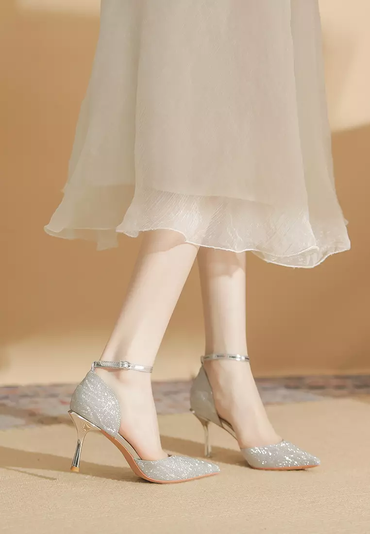 8CM Pointed Ankle Strap High Heel IF82317