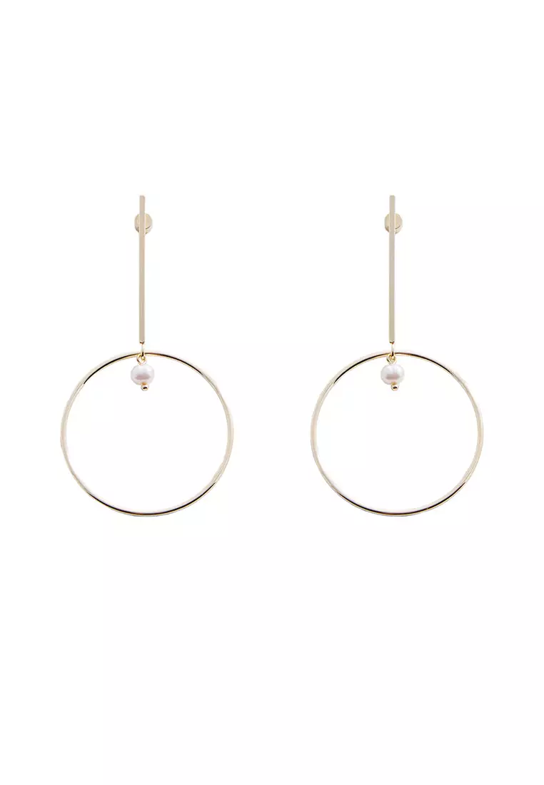 Gold threader hoop earrings hot sale