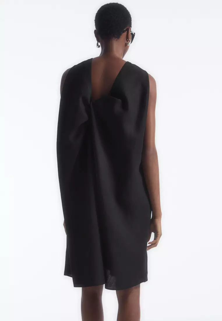 ワンピース COS TWIST-DETAIL MINI DRESS TWIST-DETAIL LINEN MINI DRESS - BLACK | COS